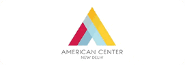 Logo of the American Center with colorful geometric design.